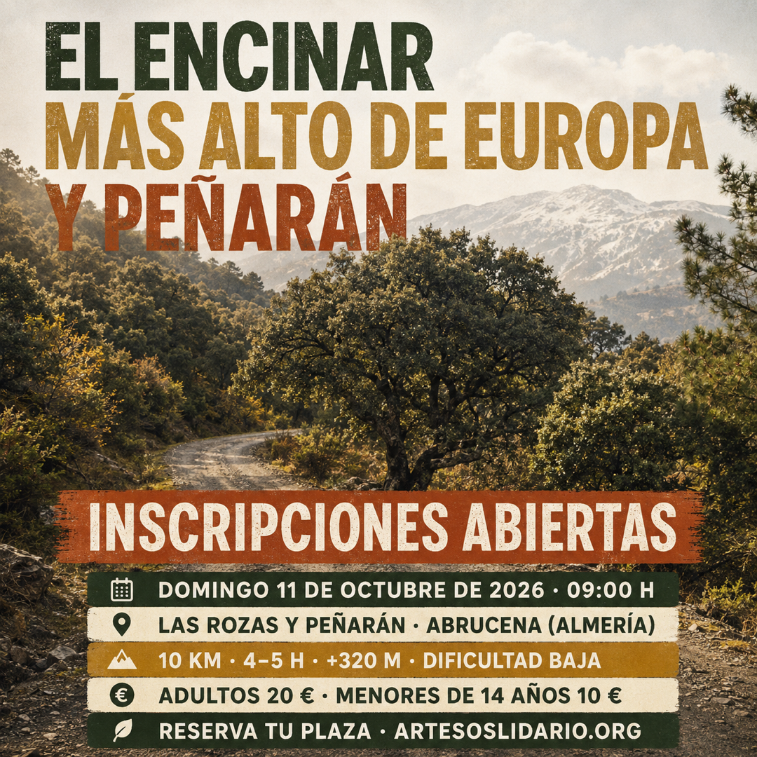 Cartel del Sendero SOSlidario El Encinar más alto de Europa y Peñarán